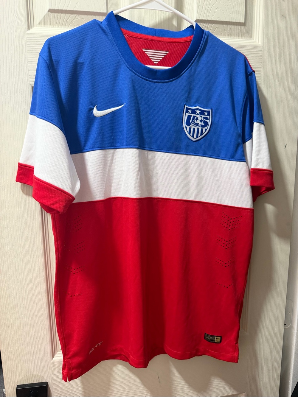 Nike Blue White Red Soccer Jersey with US Crest